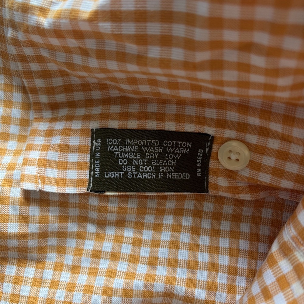 Gitman Bros Button Down Shirt Mens Large Orange Check Long Sleeve Made in USA - Picture 6 of 7